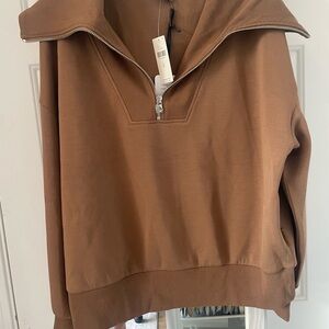 Varley Brown Zip-Up Sweatshirt